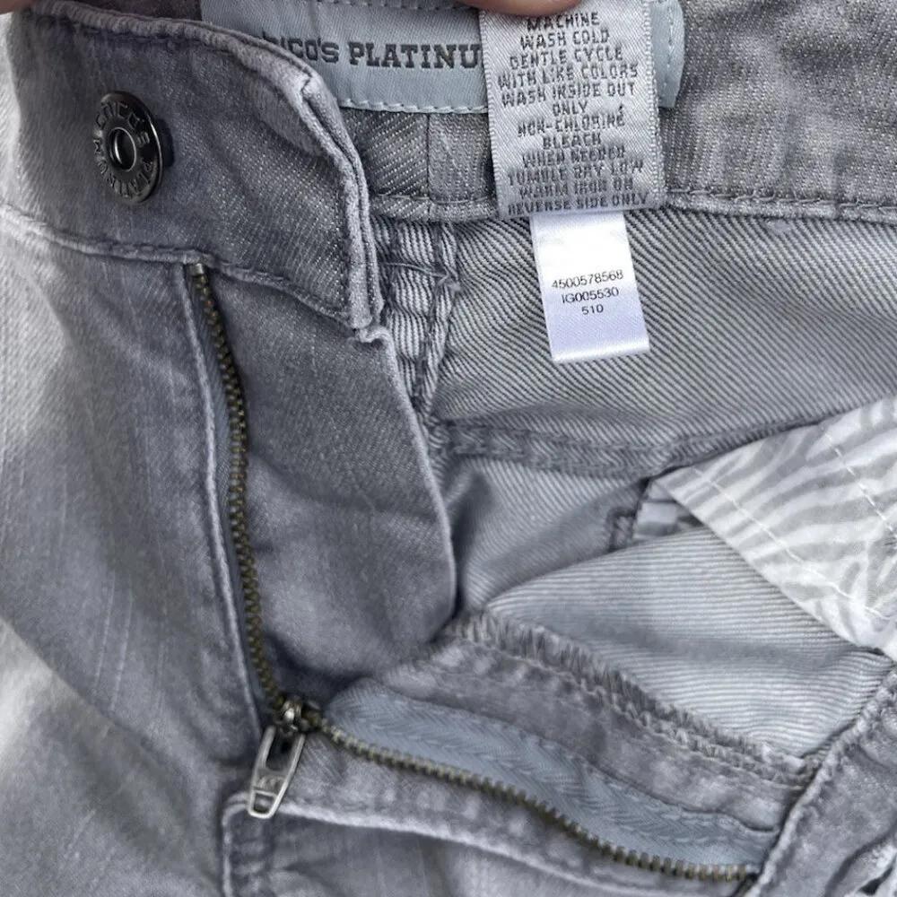 CHICO'S PLATINUM Barely Flare Gray Embellished Stretch Denim Jeans Size 0 - Image 10