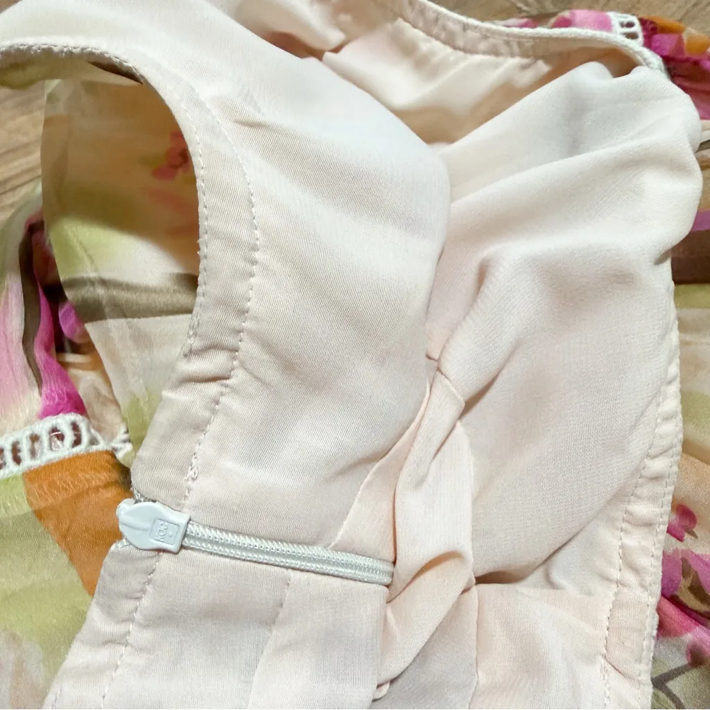 Sundance Floral Silk Tiered Lace Trim Detailing Maxi Dress Size 4 - Image 14