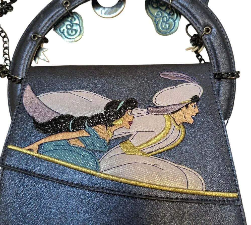 New Danielle Nicole Disney Aladdin & Jasmine Whole New World Crossbody Purse Bag Blue - Image 4