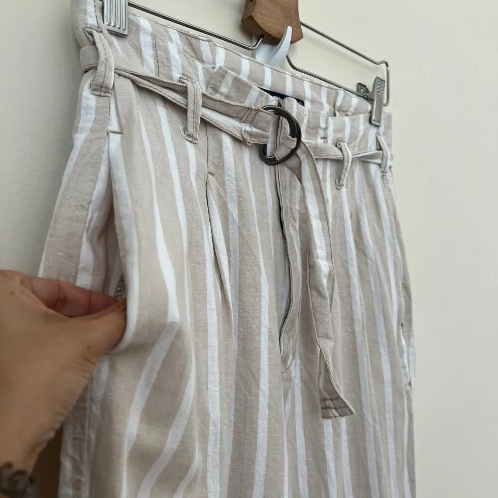Linen Blend High Waist Paper Bag Pants Women's Size Small - Image 2
