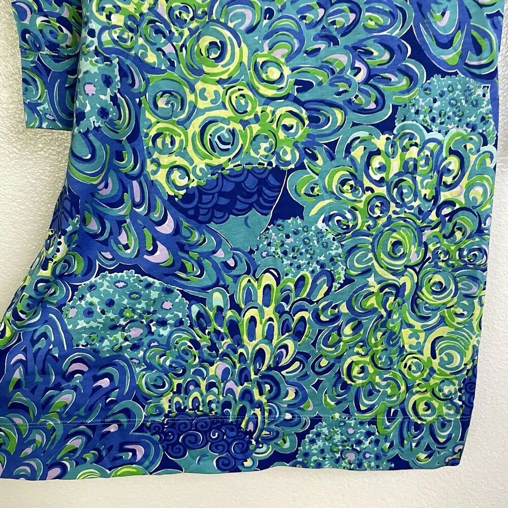 Lilly Pulitzer Marlowe Dress Lagoon Pima Cotton Blue Colorful Mini Womens Small - Image 6