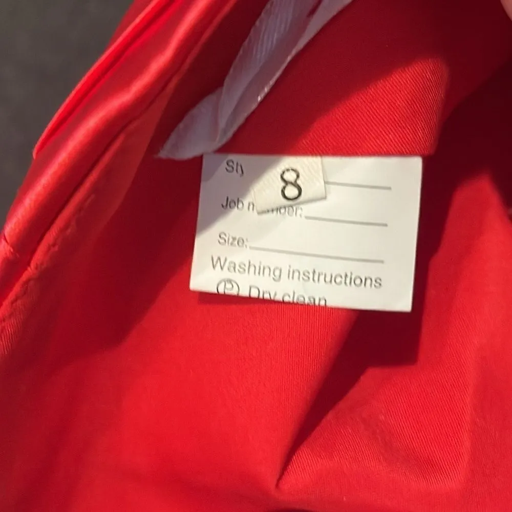 Women’s Red Mermaid Fit Corset Back Prom Party Dress Silver Beading Size 8 *READ - Image 13