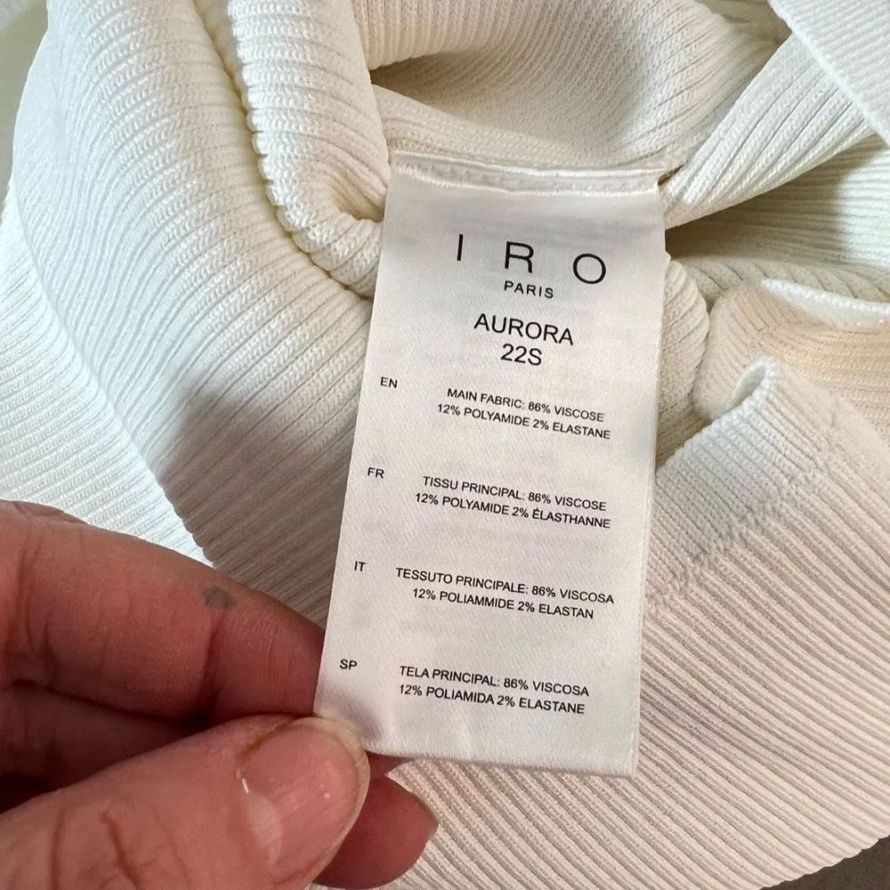 IRO Aurora white one sleeve ribbed bodycon mini dress size xxs - Image 14