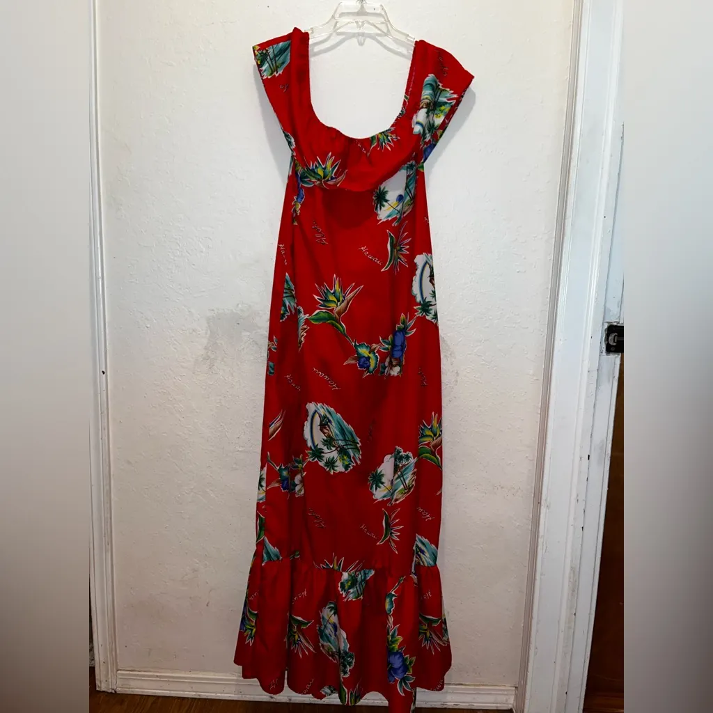 Vintage Hilo Hattie Hawaiian Dress Aloha Floral Red Maxi Dress Hawaii Dress Size M - Image 5