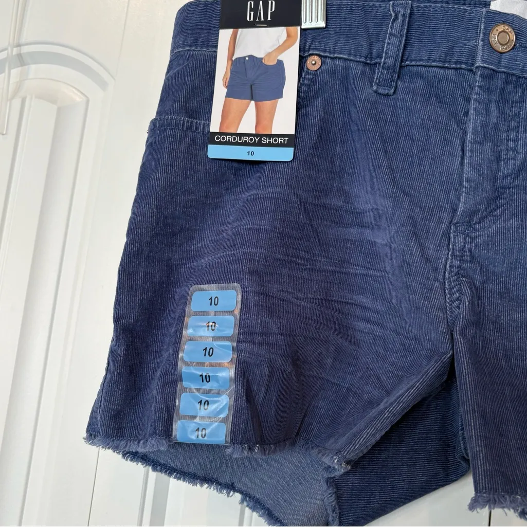 Gap Blue Mid‎ Rise Corduroy Shorts Size 10 - Image 3