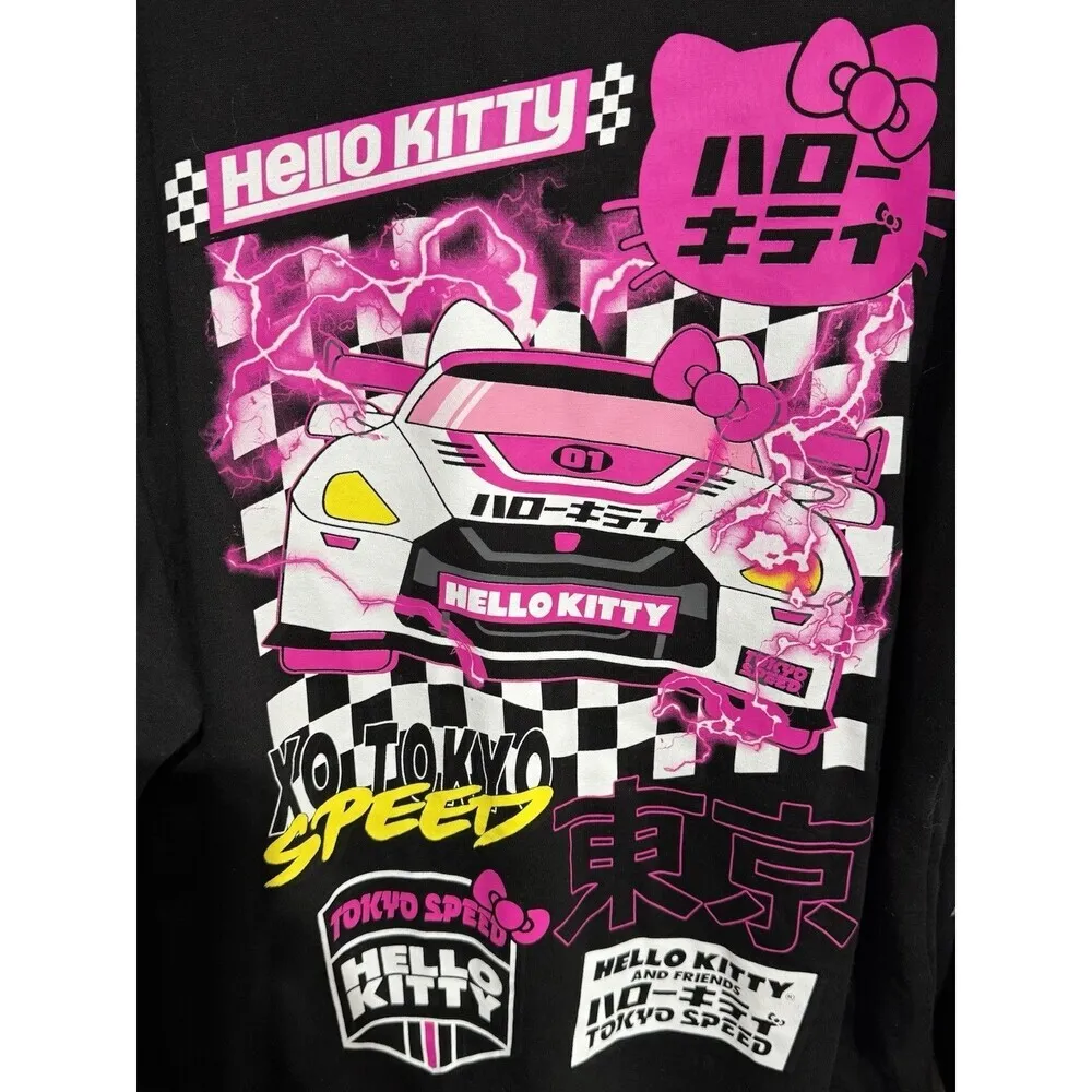 Sanrio HELLO KITTY AND FRIENDS TOKYO SPEED Pullover SWEATSHIRT Black XL - Image 4