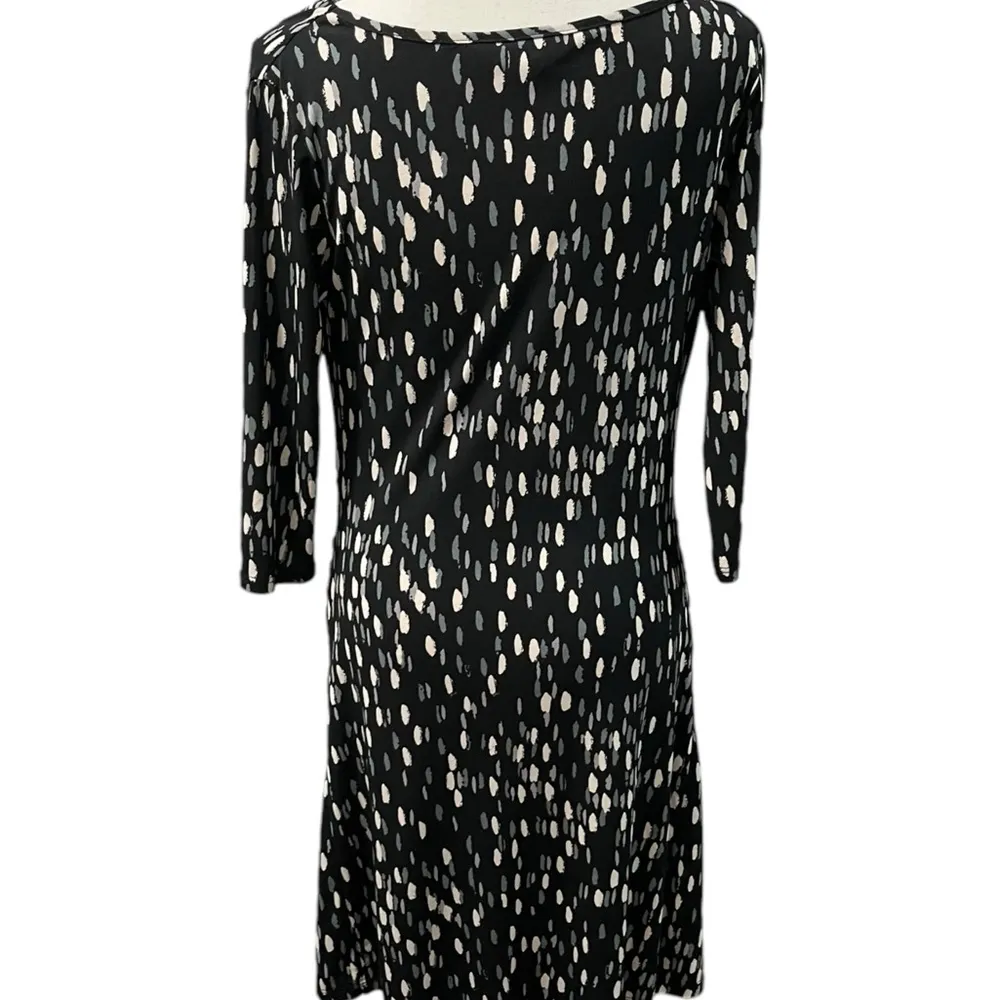 Ma Cherie Maternity Abstract 3/4 Sleeve Form Fitting Dress Sz S Made in USA Black - Image 7