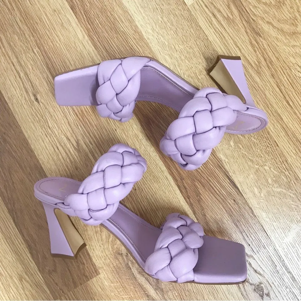 MARC FISHER Hammy Purple Braided Leather Heeled Slide Sandal Square Toe Size 6.5 - Image 7