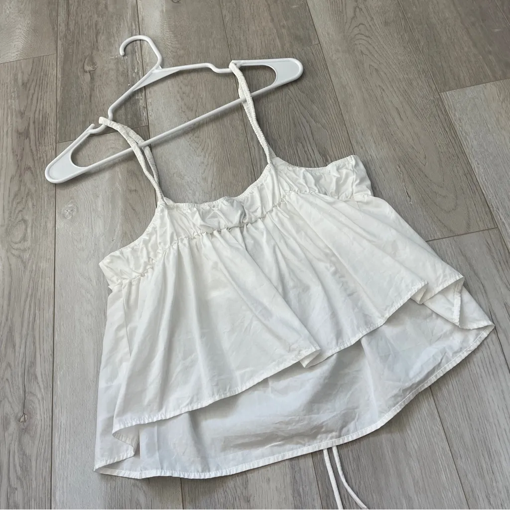 H&M Tank Top tie front crop womens White medium coquette girl casual minimalist - Image 3