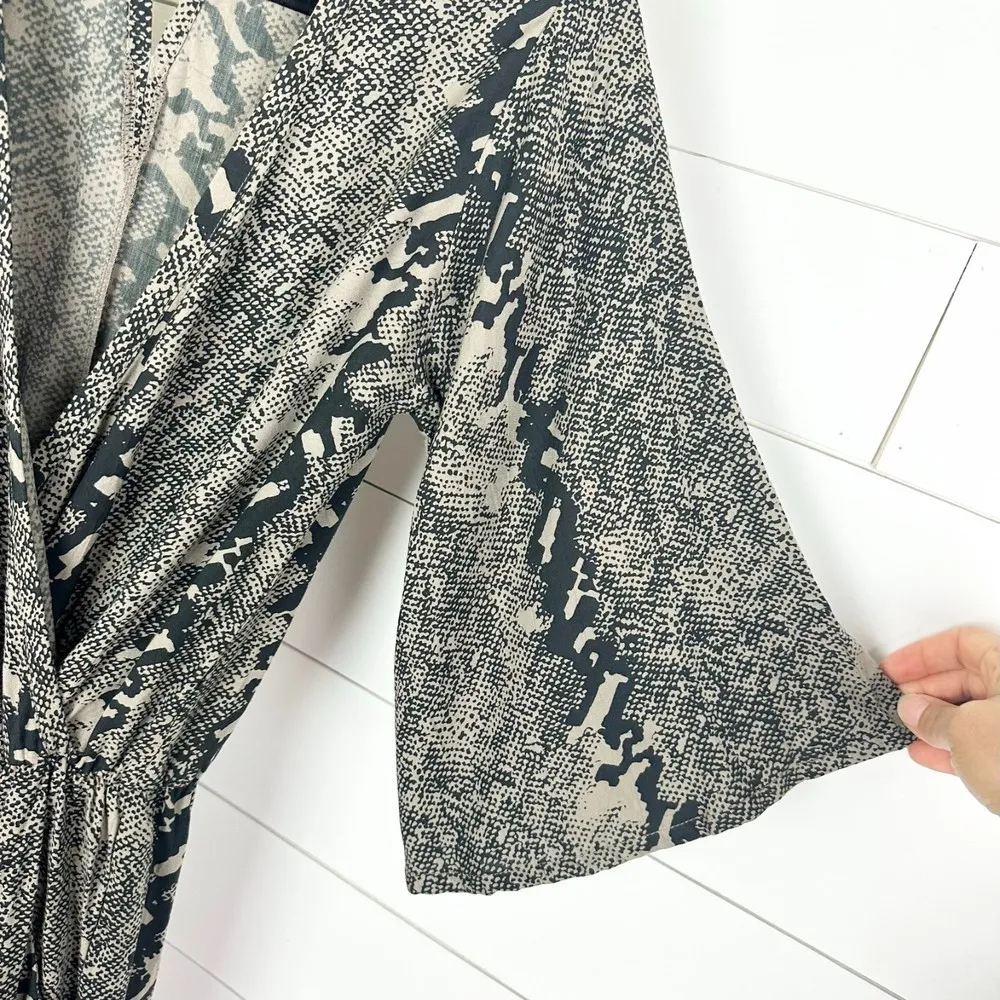 Anthropologie Bel Kazan Snake Print Jumpsuit Wide Leg 3/4 Sleeve Size XS - Image 3