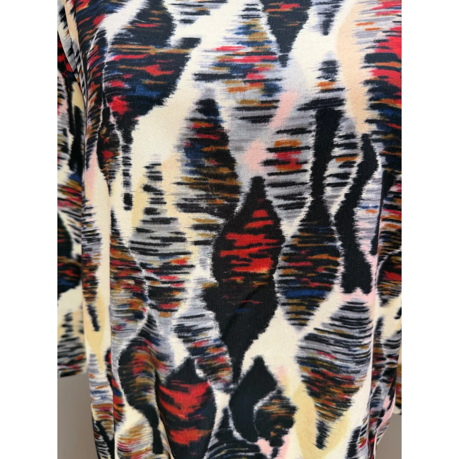 Gerard Darel Womens Shift Dress S Cream Black Abstract 3/4 Sleeve Chic Paris - Image 6