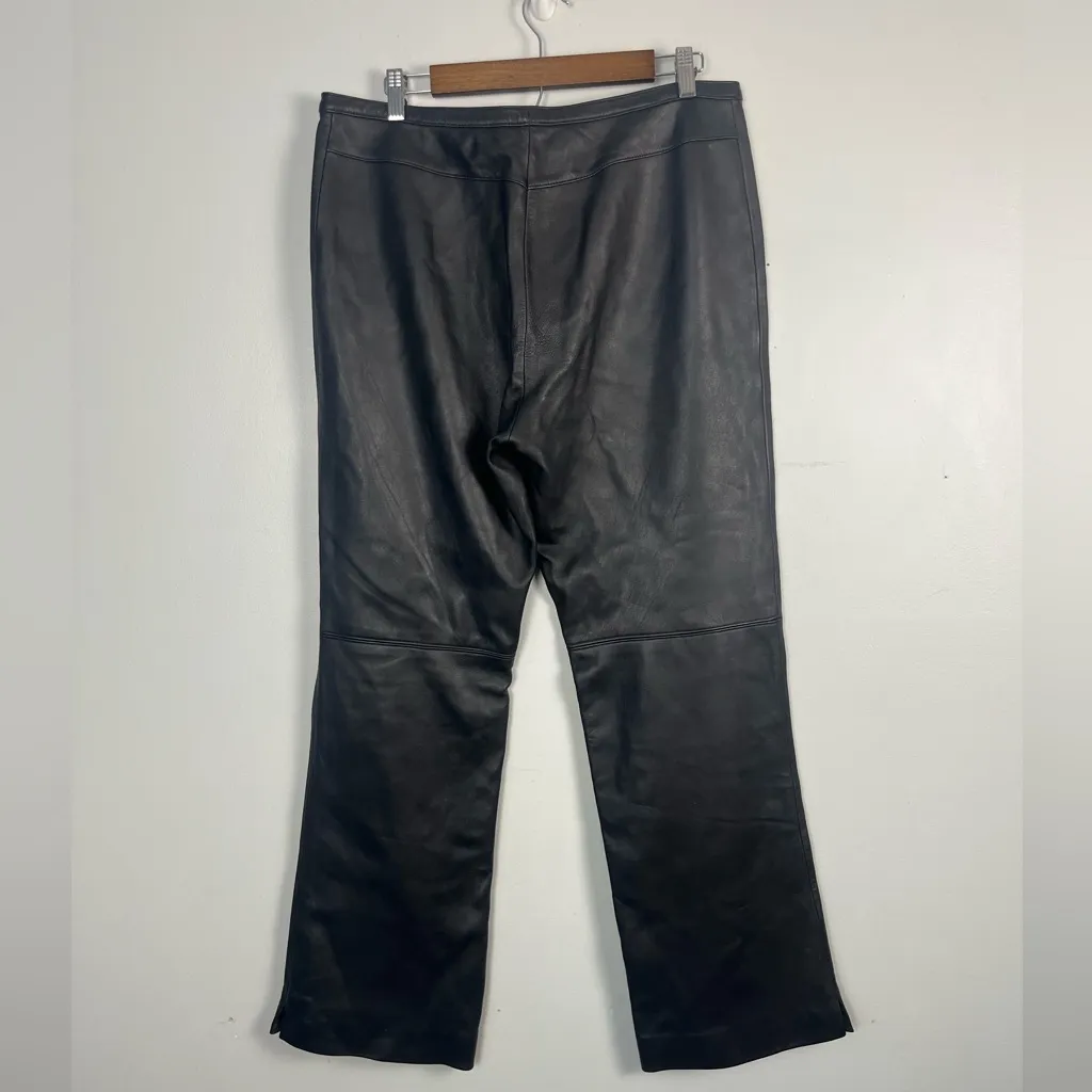 St. John collection by Marie Grey black leather wide leg pants READ size 14 - Image 4