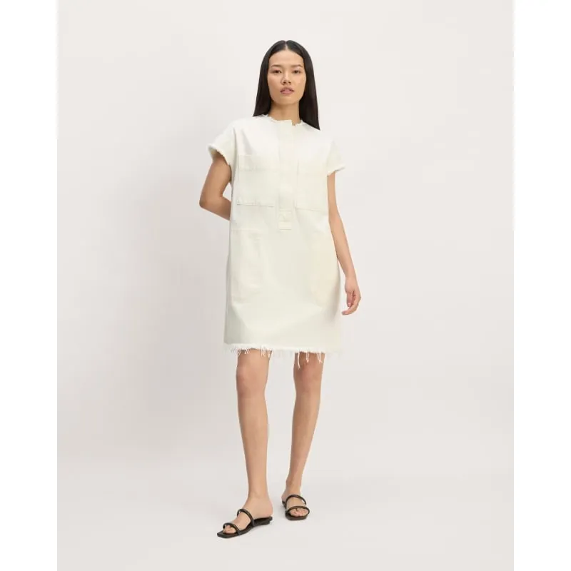 Everlane The Denim Workwear Frayed Hem Shirtdress in Bone XL - Image 3