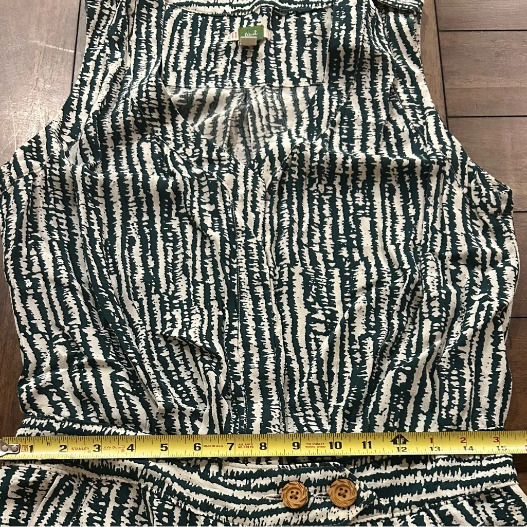 anthropologie Ett Twa Cream Green Striped romper Size 6 - Image 9