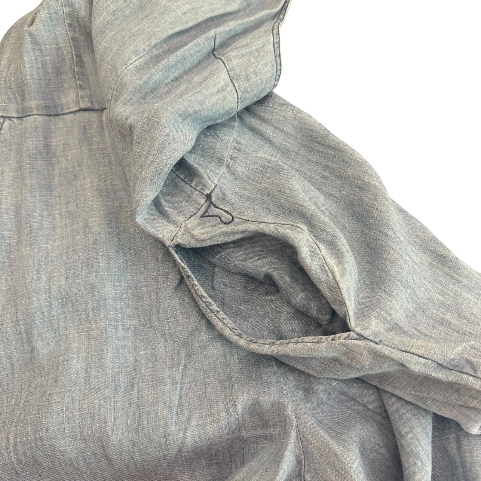 Trina Turk‎ Cloud Denim Chambray Wide Leg Jumpsuit Cropped Blue Women Size 12 - Image 7