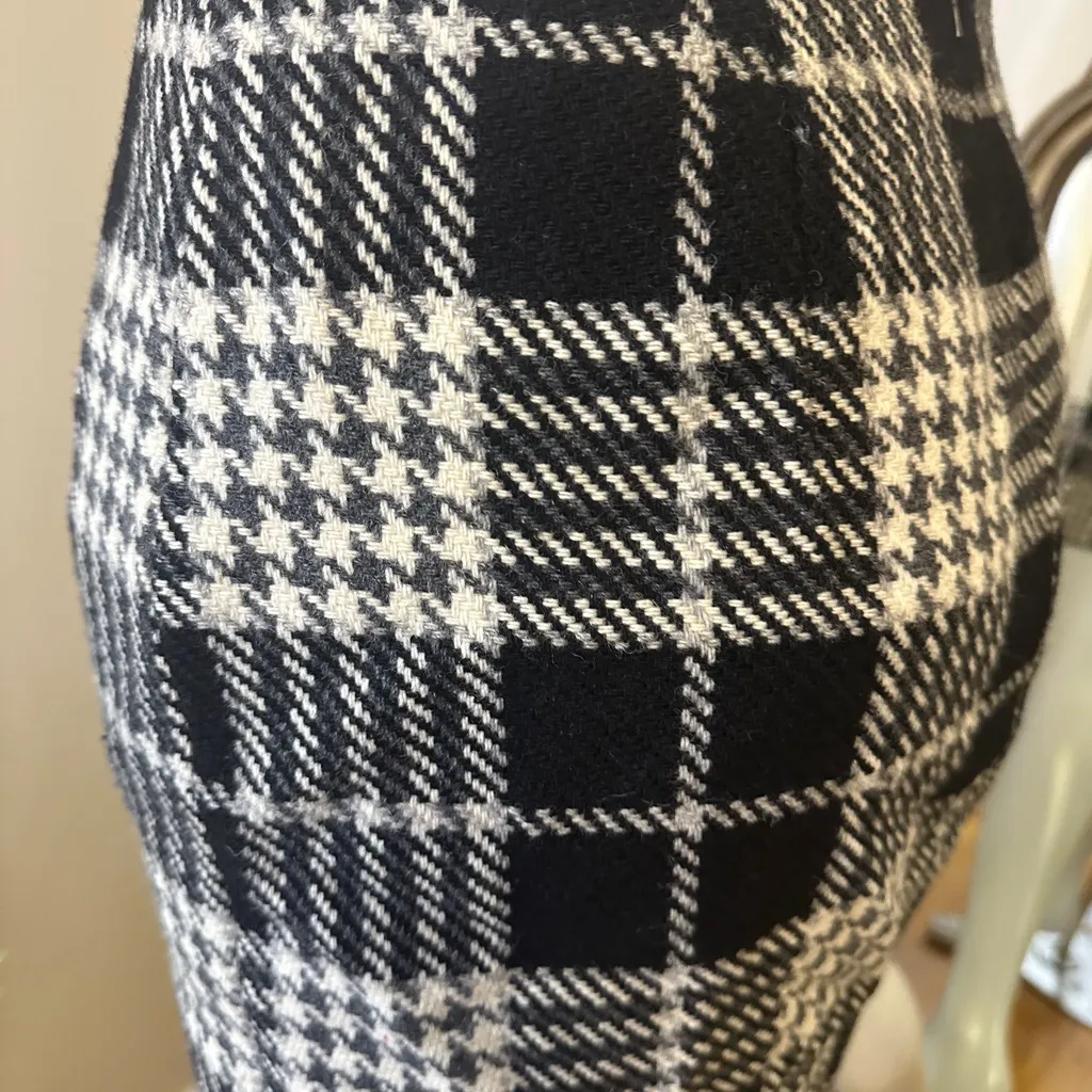 EDDIE BAUER HOUNDSTOOTH PLAID SKIRT BLACK WHITE GREY SIZW 8 VINTAGE - Image 7