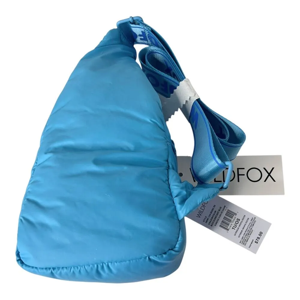 NEW Wildfox Parachute CROSSBODY Zip Sling Belt Bag HANDBAG Purse Blue Puffy NWT - Image 2