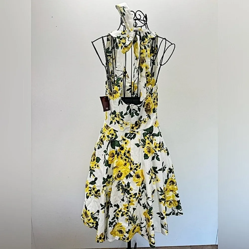 Ivory Yellow & Green Roses Tie Back Halter Mini Dress by Ixia from ModCloth - Image 8