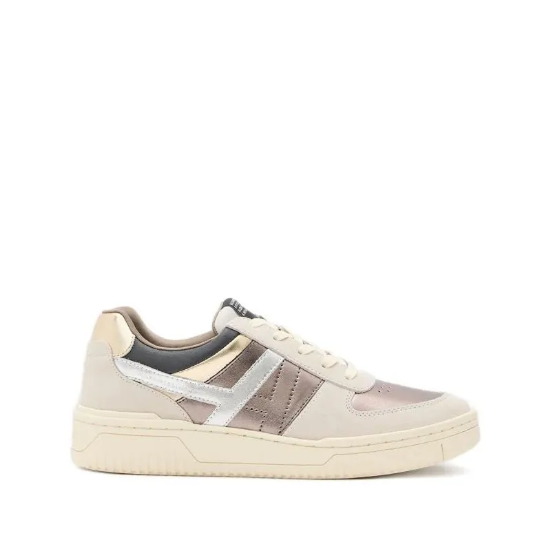 AllSaints Vix Sneaker White Metallic Leather Low Top Lace Up Shoes Size 8 - Image 3