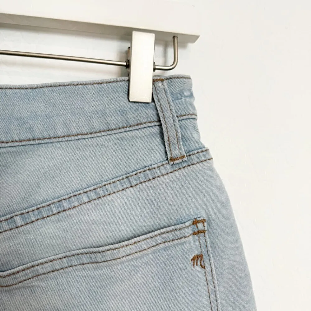 Madewell‎ High Rise Raw Hem Cuffed Light Wash Blue Jean Shorts Casual Size 26 - Image 8