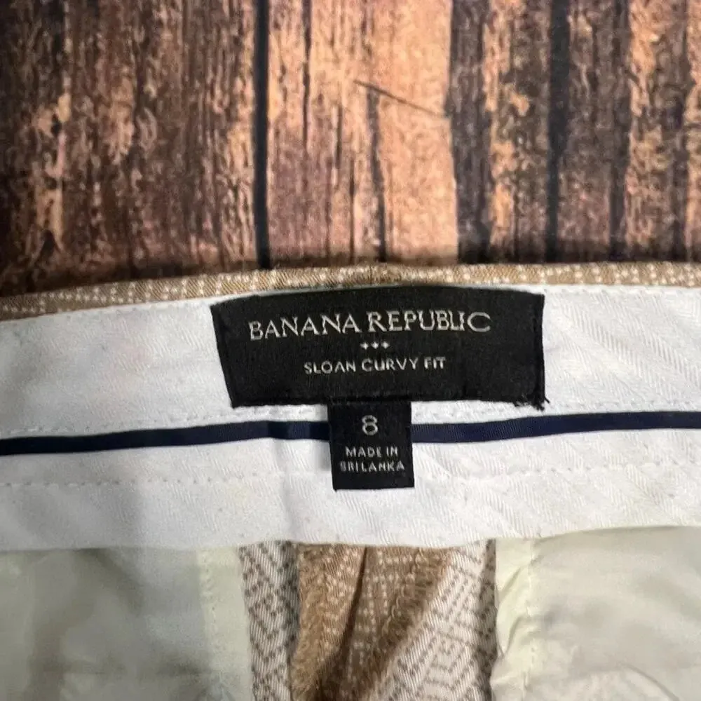 Banana Republic Women's Sloan Curvy Fit Dress Pants Size 8‎ Beige Tapered - Image 3