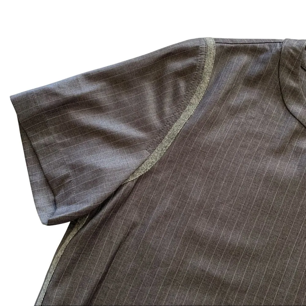 Caara Women's Alfie Dark Academia Silver Gray Pinstripe Blouse Top Size Small - Image 3