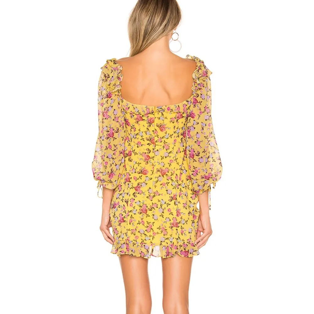 For Love And Lemons Yellow Smocked Sundress with Bishop Sleeves - Image 3