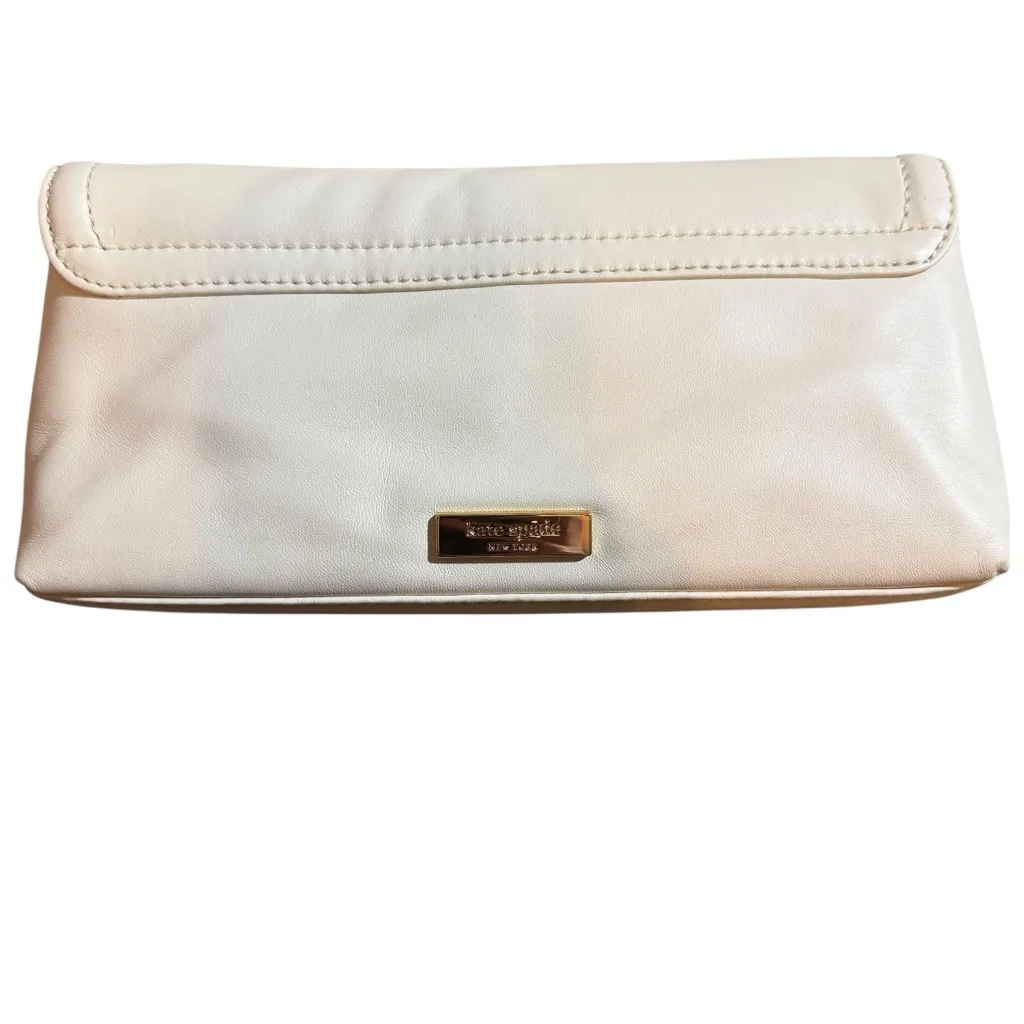 Kate Spade Chelsea Park Bone Color Clutch Keira with Black Bow Gold Card Slots - Image 5