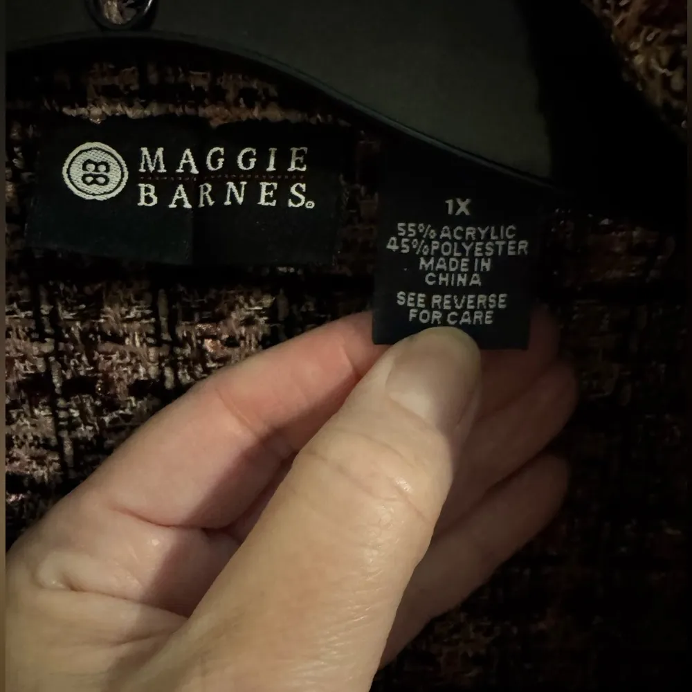 Maggie Barnes Plus Vintage Purple Pink Plaid Button Up Jacket 1X - Image 4