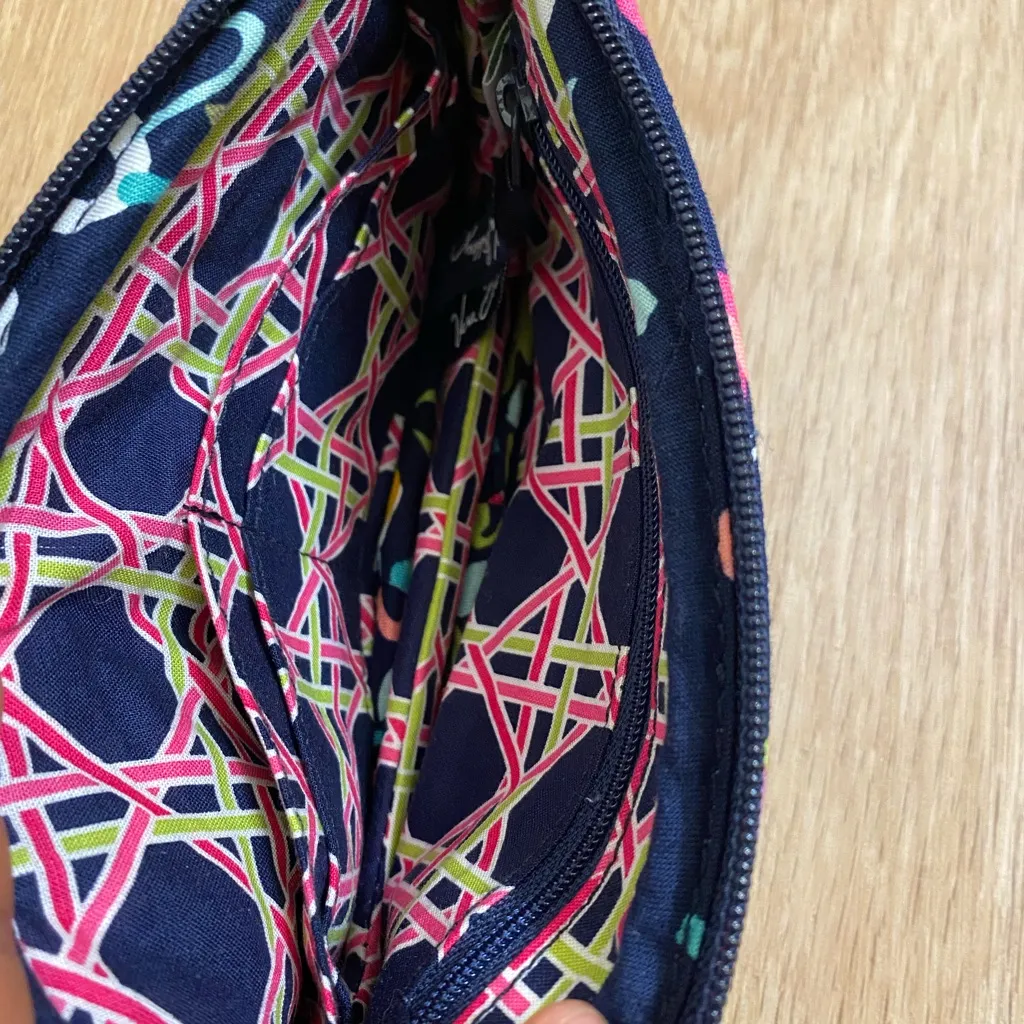 Vera Bradley Navy and Pink Floral Wristlet - Image 4