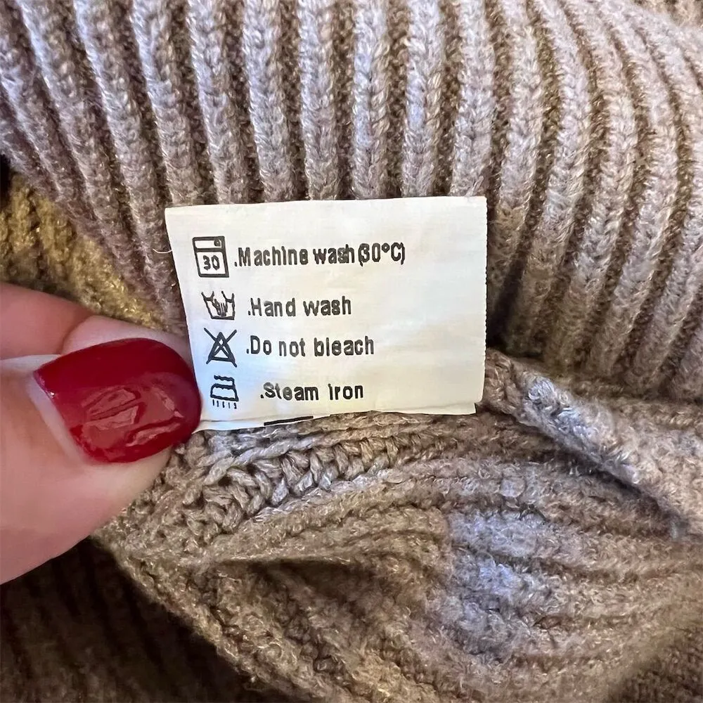 Merokeety Women's Beige Ribbed Button-Up Cardigan Sweater Size L - Image 10