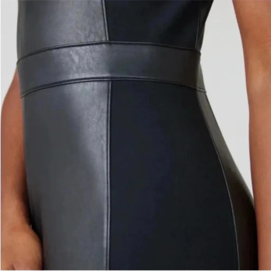 Spanx‎ Black Leather-Like Sleeveless Sheath Dress - Image 5