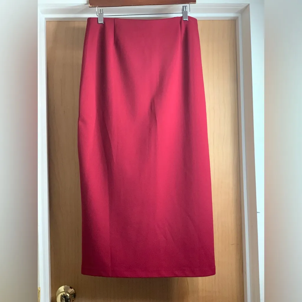 NYCC New York Clothing Co. Elegant Red Midi Skirt. Size - Image 3