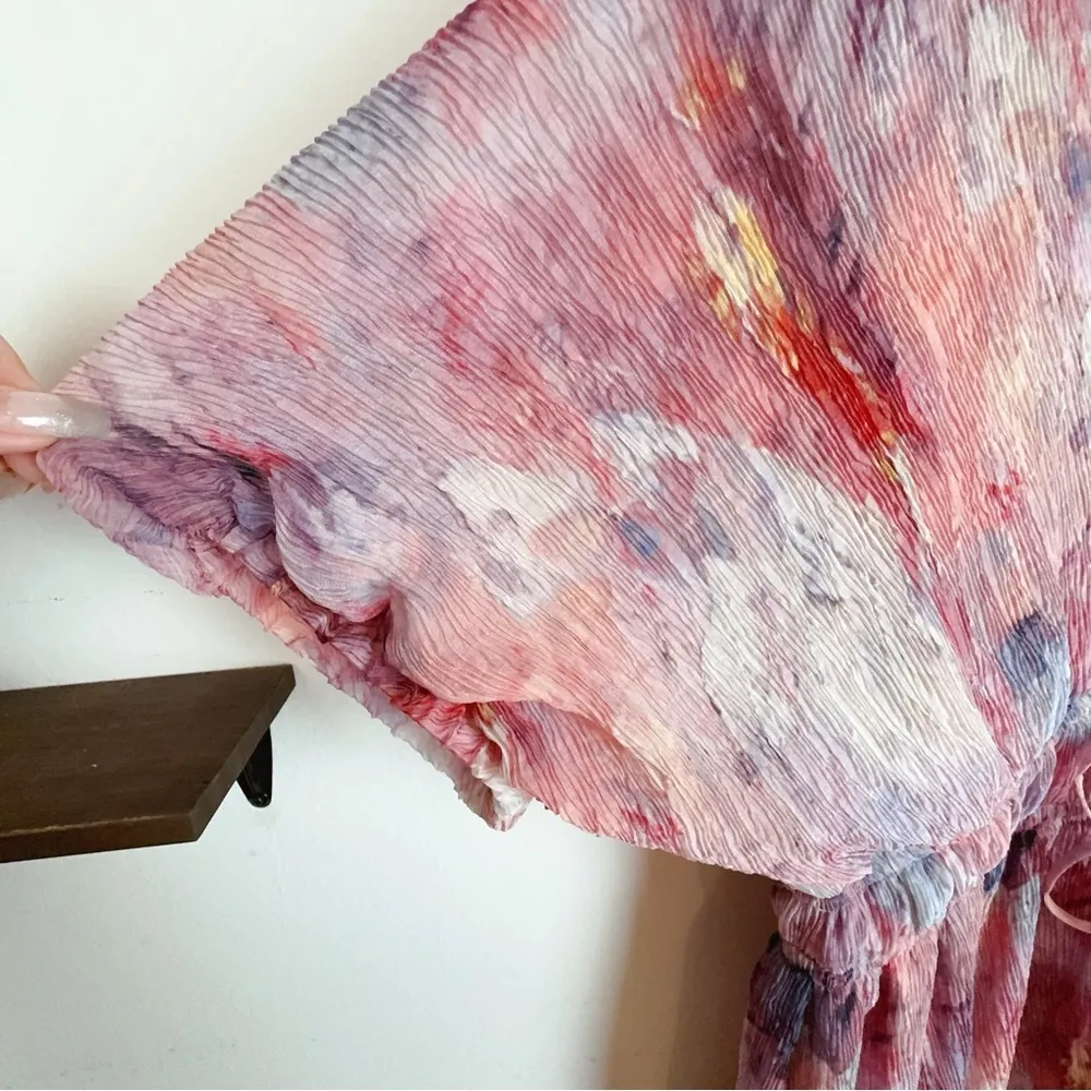 NWT ASTR the Label Pink Floral Reversible V Neck Midi Dress One Size - Image 3