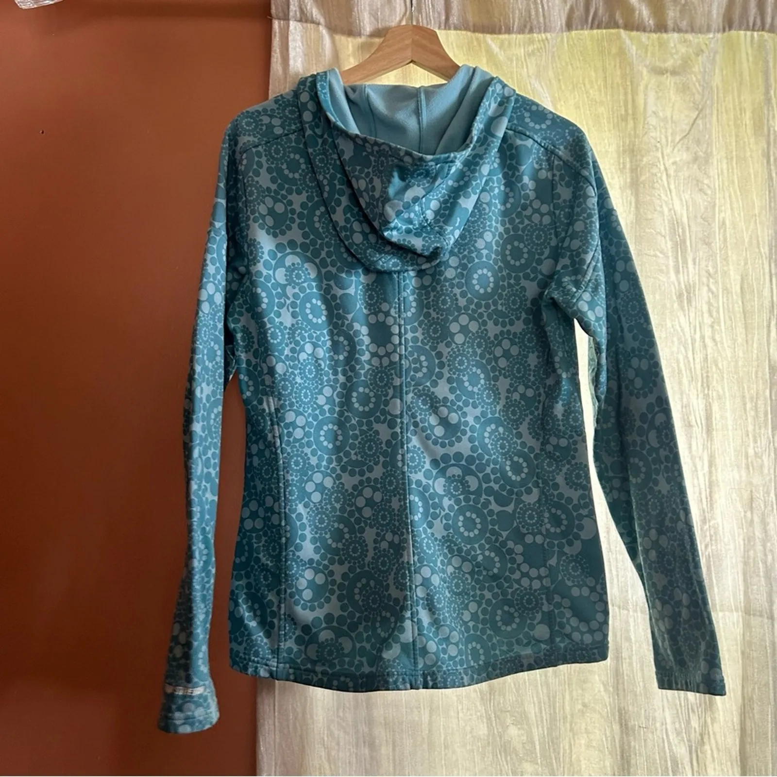 The North Face Fleece‎ Lined TKA Stretch Zip Up Jacket Hoodie Blue Floral Size L - Image 6