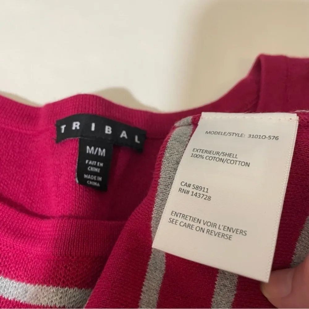 NWT Cerise Magenta Winter Berry White Striped Lace Up Corset  Knit Top New - Image 5