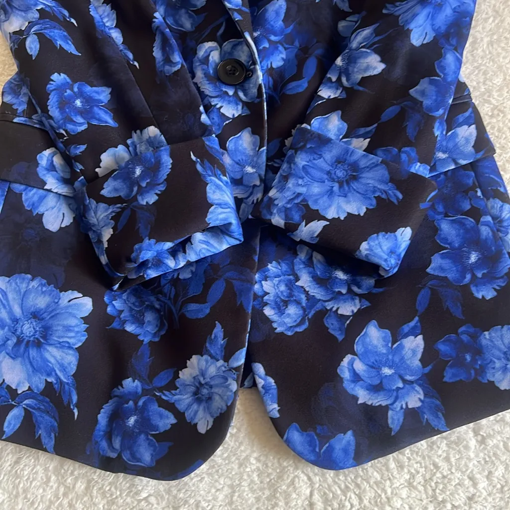 Alice + Olivia Macey Shawl Collar‎ Floral Blazer Blue Black Size 0 - Image 6