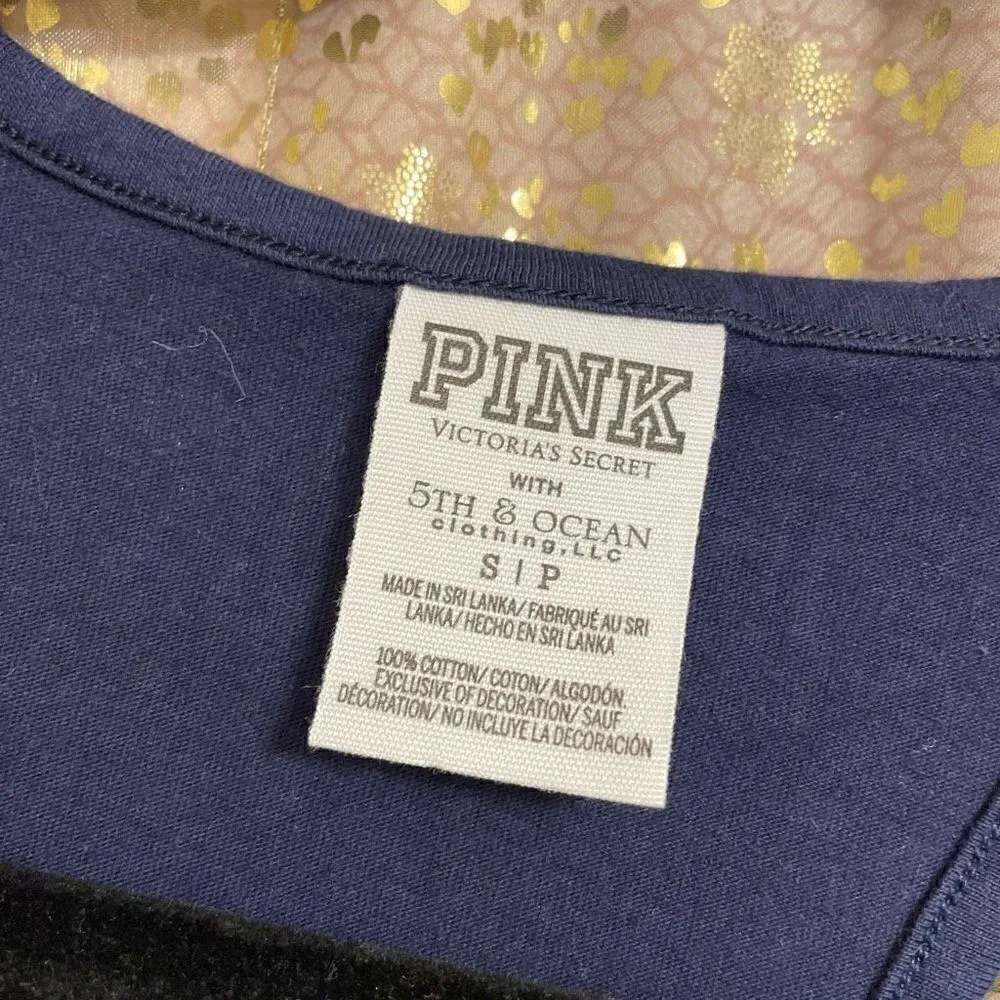 PINK Victorias Secret Uconn Huskies Royal Blue Sequin Tank Top, Small - Image 4