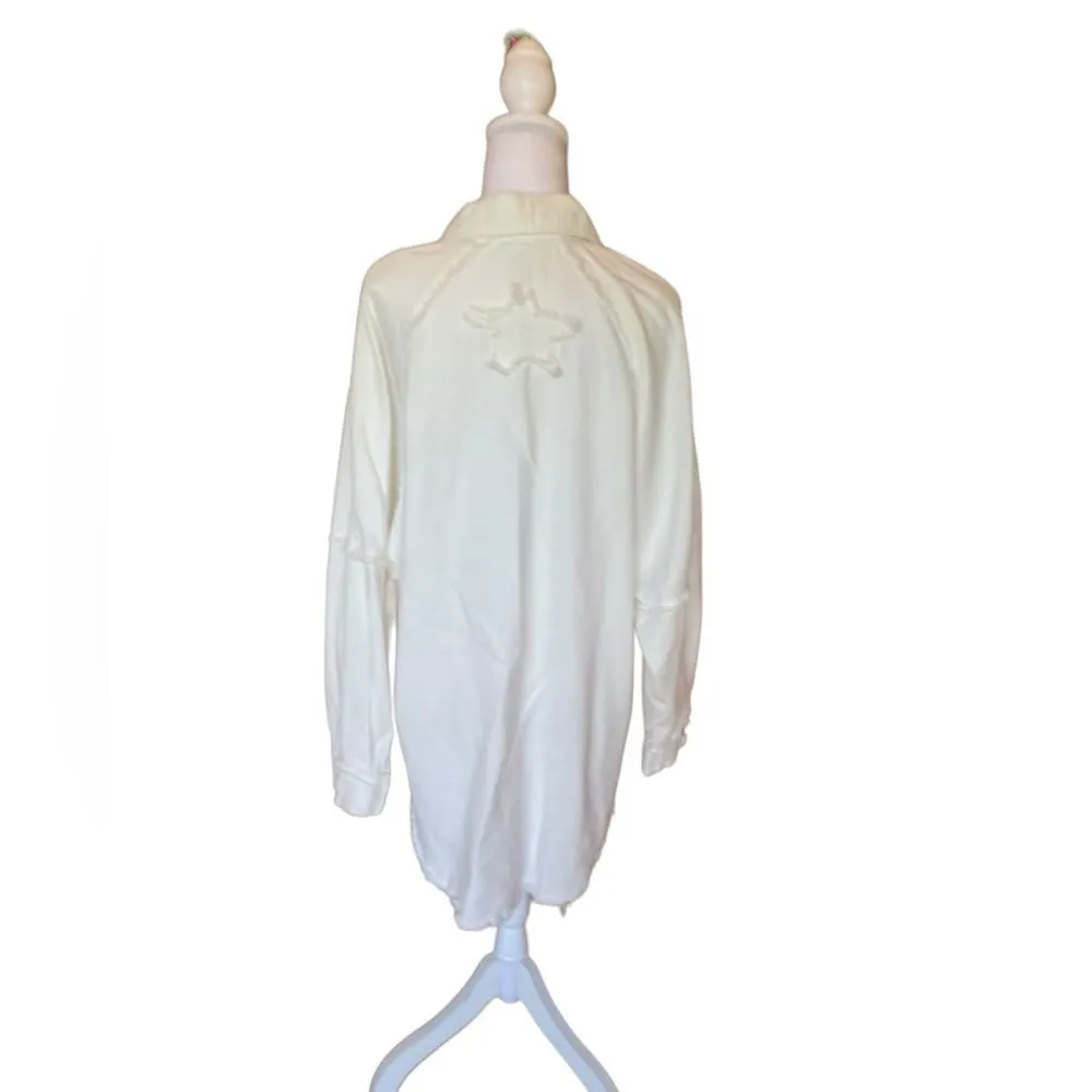 POL White Star High Low Oversized Cotton Shacket Jacket Womens Size Small Medium - Image 3