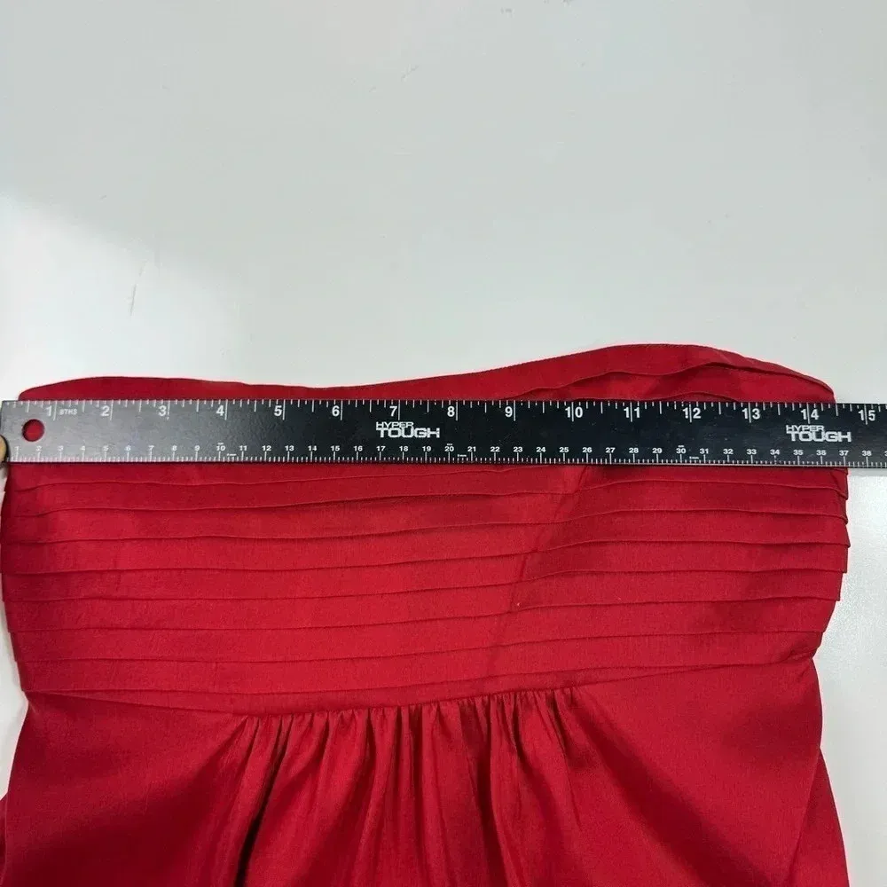 Banana Republic Red Strapless Cocktail Gown |‎ Pleated Top Midi Party Dress 0P - Image 7