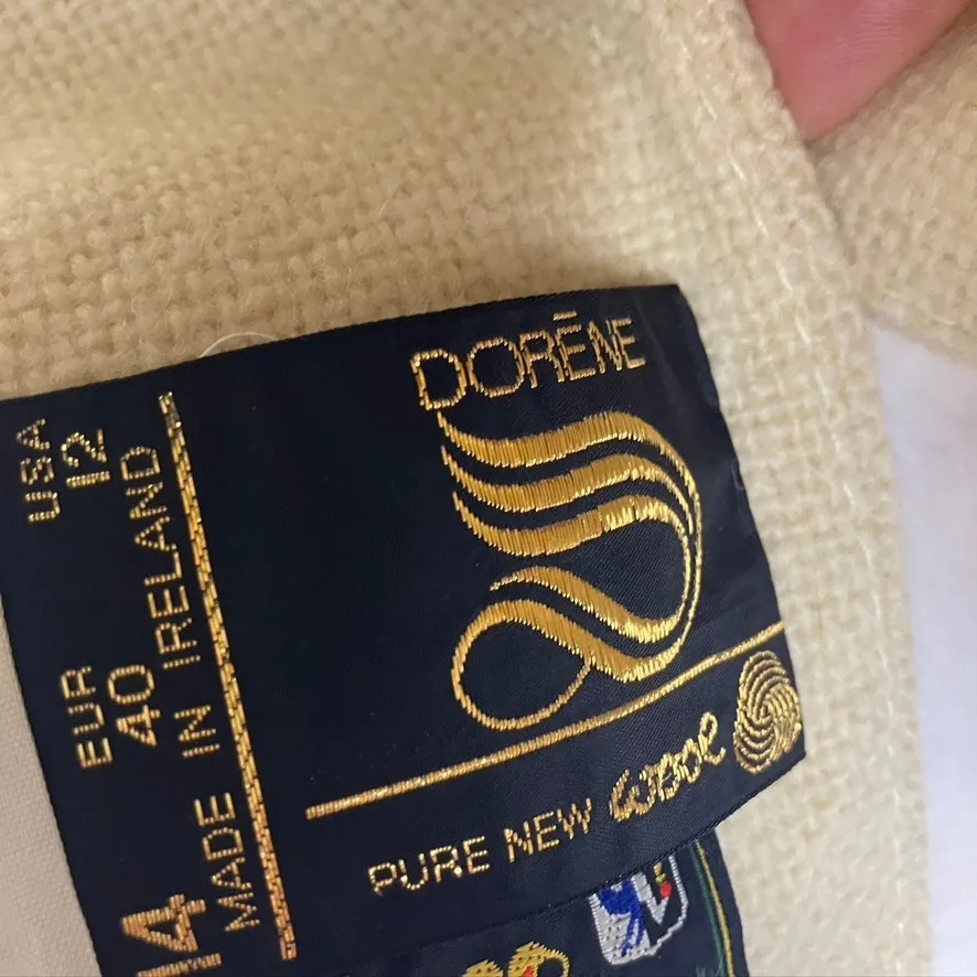 Vintage Dorene Donegal Tweed Wool Blazer Women's 12 Cream Ireland‎ Pure New wool - Image 10