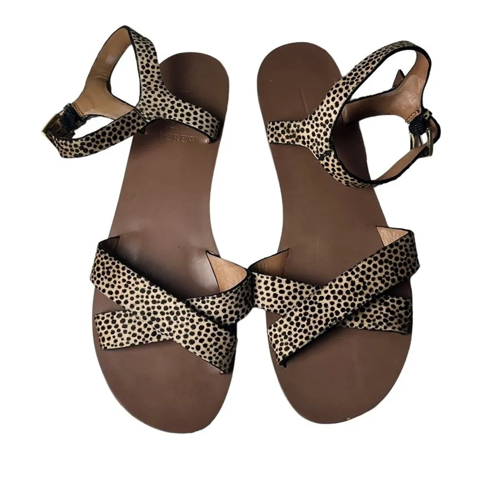 J.Crew Women's Animal Print Ankle Strap Sandals Sz 8 - Image 11