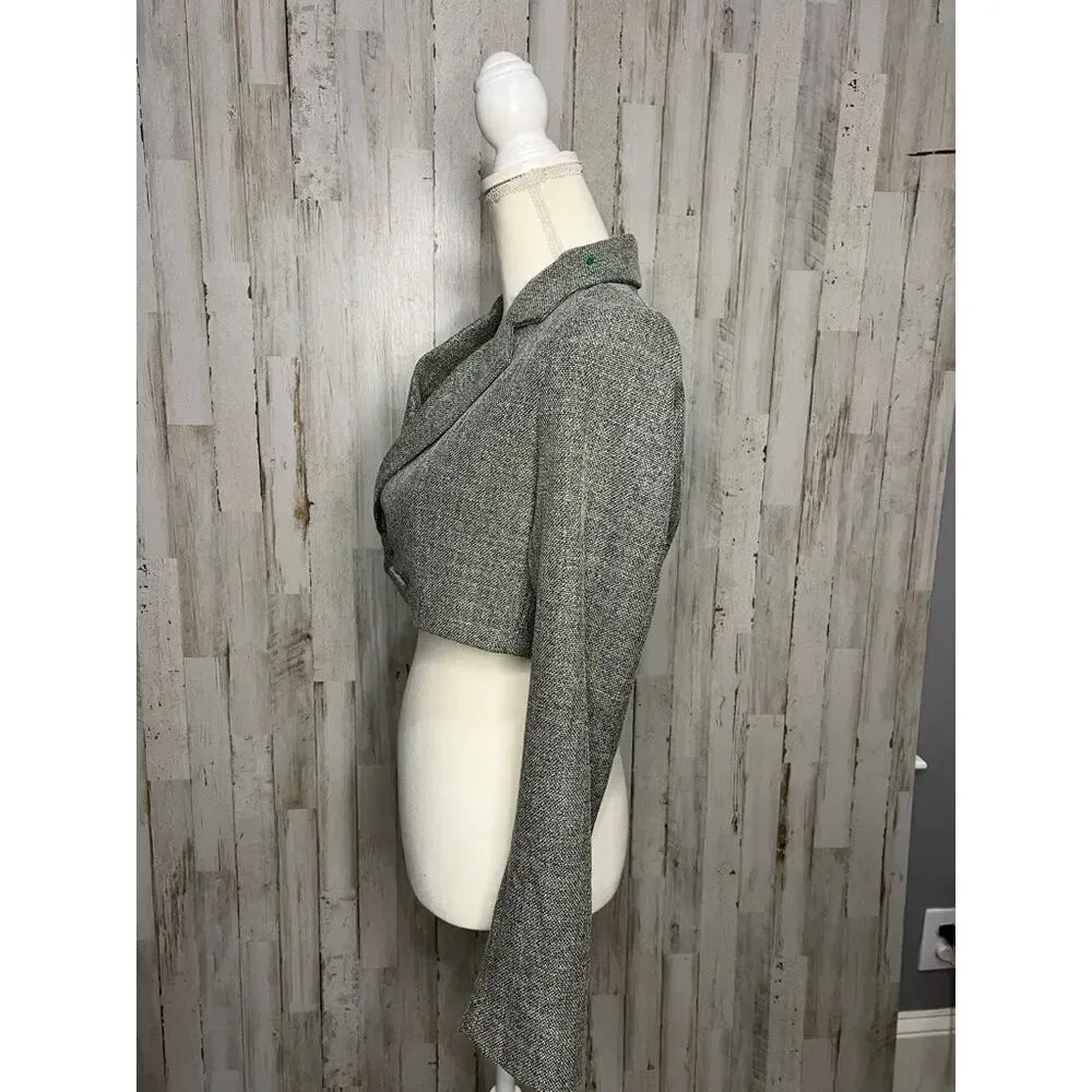House of Harlow 1960 Women's XS Gray Cropped Tweed‎ Jacket - Image 4