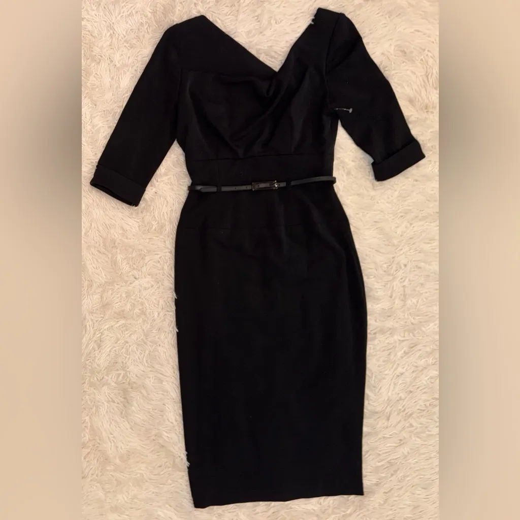 NWOT Black Halo 3/4 Sleeve Jackie O Midi Dress black  SZ 2 - Image 4