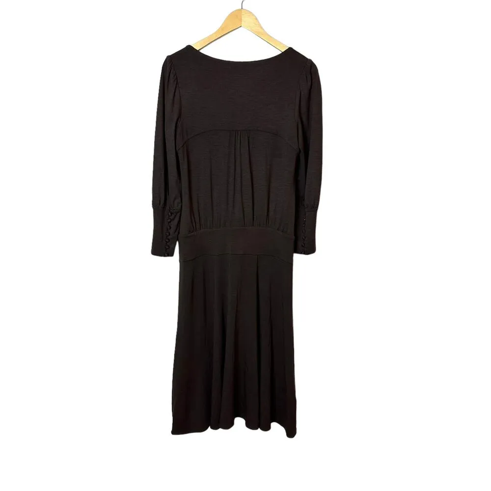 BCBG MAXAZRIA Wool Blend Long Sleeve Brown Midi Dress Size Small - Image 6