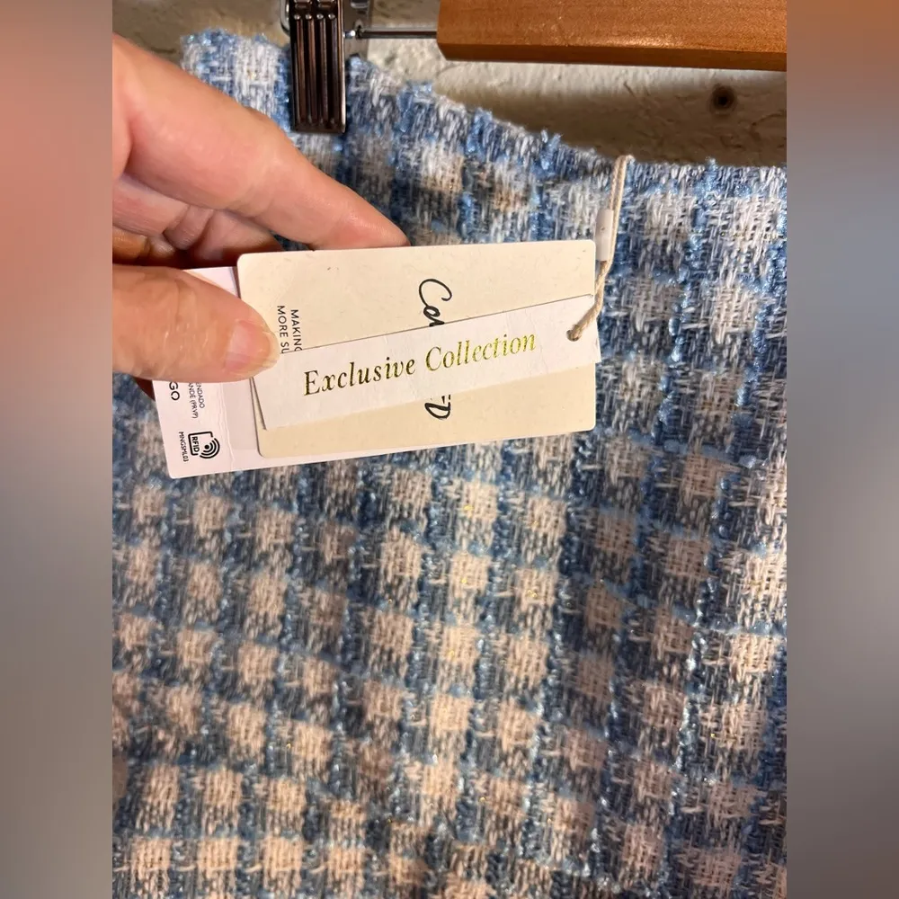 Blue White Gingham Tweed A - Image 7