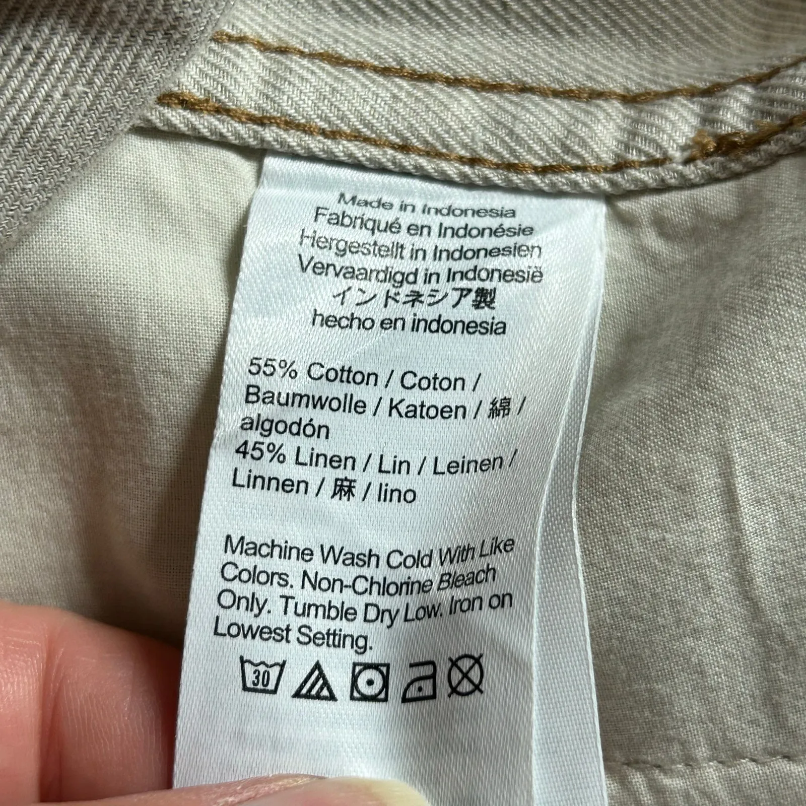 Madewell The Dean Easy Straight Leg Cuffed Cotton Linen Blend Pants Bone 31 New - Image 7