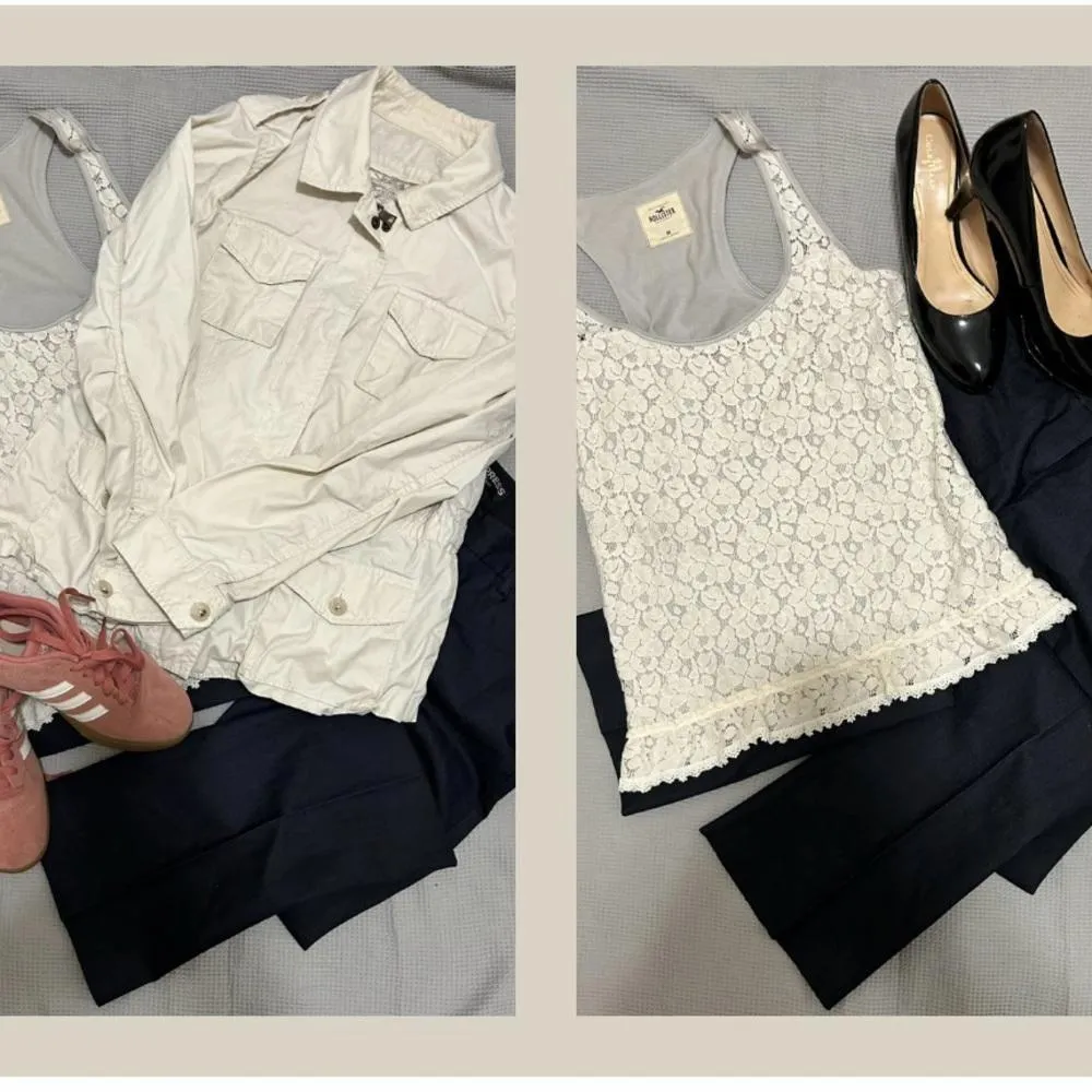 Holister Cute lace‎ front razor back tank in size M Gray Size M - Image 2