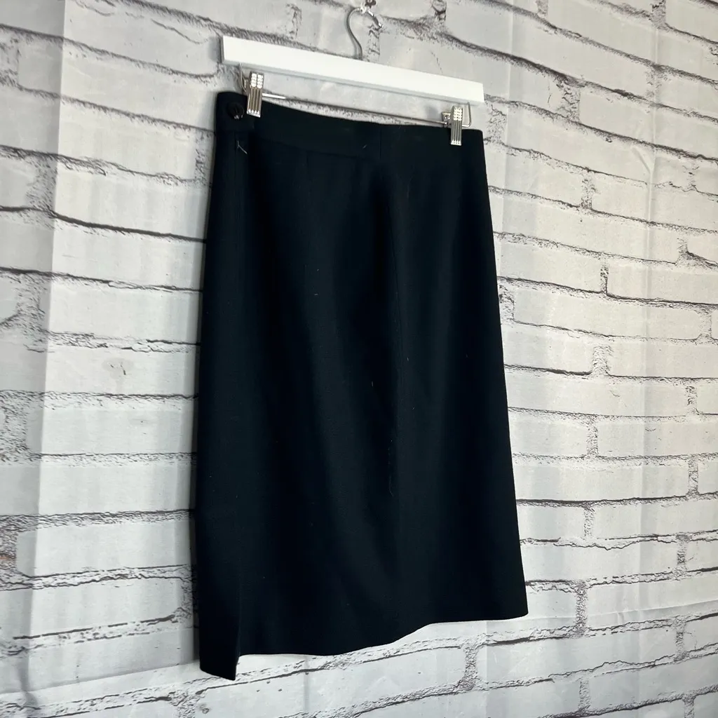 Vintage Gianni Sport Black Wool Midi Pencil Skirt 10 Minimalist Preppy Office - Image 10