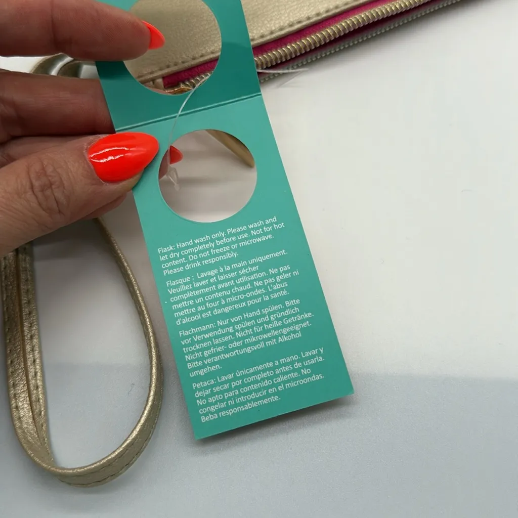 Hip Flask Gold & Pink Clutch Bag Holds 750 ml of Wine or Whatever! - Image 7